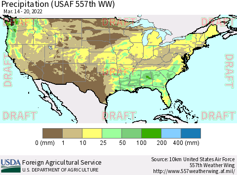 United States Precipitation (USAF 557th WW) Thematic Map For 3/14/2022 - 3/20/2022