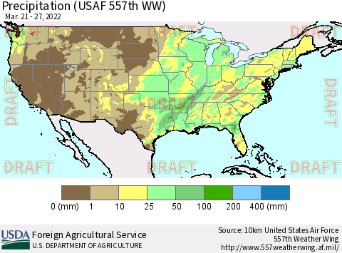 United States Precipitation (USAF 557th WW) Thematic Map For 3/21/2022 - 3/27/2022