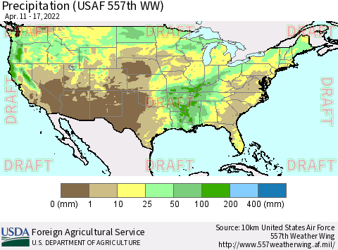 United States Precipitation (USAF 557th WW) Thematic Map For 4/11/2022 - 4/17/2022