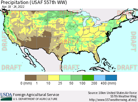 United States Precipitation (USAF 557th WW) Thematic Map For 4/18/2022 - 4/24/2022
