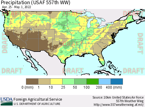 United States Precipitation (USAF 557th WW) Thematic Map For 4/25/2022 - 5/1/2022