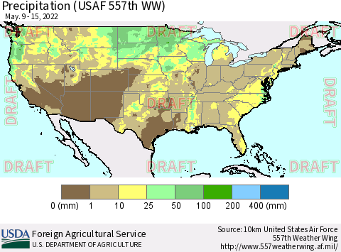 United States Precipitation (USAF 557th WW) Thematic Map For 5/9/2022 - 5/15/2022