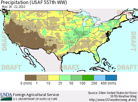 United States Precipitation (USAF 557th WW) Thematic Map For 5/16/2022 - 5/22/2022