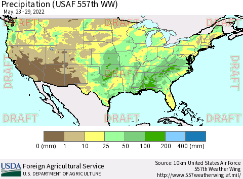 United States Precipitation (USAF 557th WW) Thematic Map For 5/23/2022 - 5/29/2022