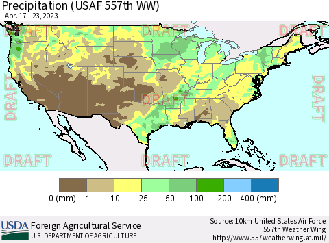 United States Precipitation (USAF 557th WW) Thematic Map For 4/17/2023 - 4/23/2023