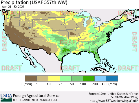 United States Precipitation (USAF 557th WW) Thematic Map For 4/24/2023 - 4/30/2023