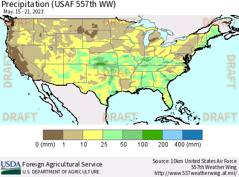 United States Precipitation (USAF 557th WW) Thematic Map For 5/15/2023 - 5/21/2023