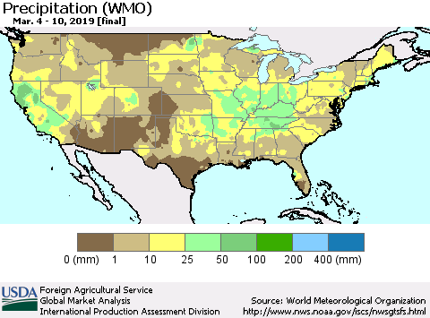 United States Precipitation (WMO) Thematic Map For 3/4/2019 - 3/10/2019