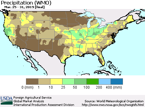 United States Precipitation (WMO) Thematic Map For 3/25/2019 - 3/31/2019