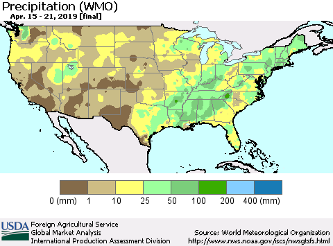 United States Precipitation (WMO) Thematic Map For 4/15/2019 - 4/21/2019