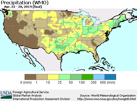 United States Precipitation (WMO) Thematic Map For 4/22/2019 - 4/28/2019