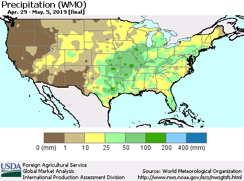 United States Precipitation (WMO) Thematic Map For 4/29/2019 - 5/5/2019