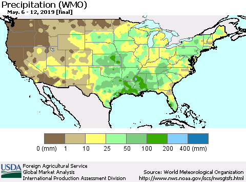 United States Precipitation (WMO) Thematic Map For 5/6/2019 - 5/12/2019