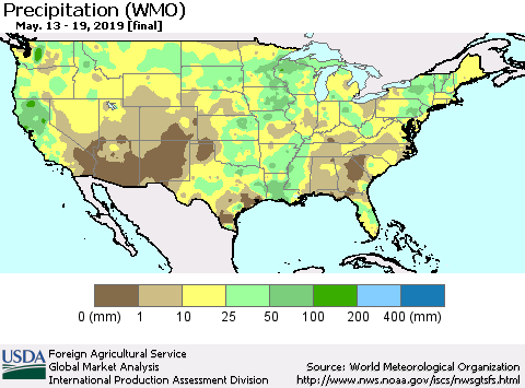 United States Precipitation (WMO) Thematic Map For 5/13/2019 - 5/19/2019