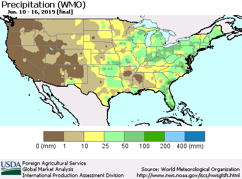 United States Precipitation (WMO) Thematic Map For 6/10/2019 - 6/16/2019