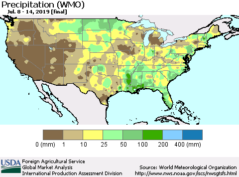 United States Precipitation (WMO) Thematic Map For 7/8/2019 - 7/14/2019