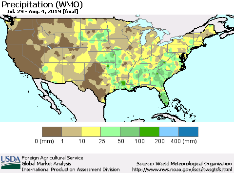 United States Precipitation (WMO) Thematic Map For 7/29/2019 - 8/4/2019