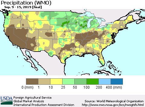 United States Precipitation (WMO) Thematic Map For 9/9/2019 - 9/15/2019