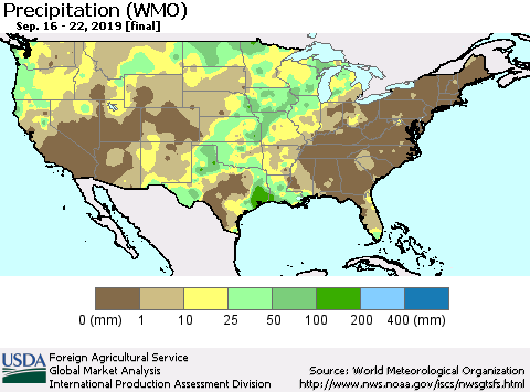 United States Precipitation (WMO) Thematic Map For 9/16/2019 - 9/22/2019