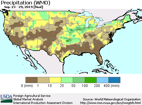 United States Precipitation (WMO) Thematic Map For 9/23/2019 - 9/29/2019
