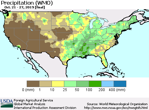 United States Precipitation (WMO) Thematic Map For 10/21/2019 - 10/27/2019