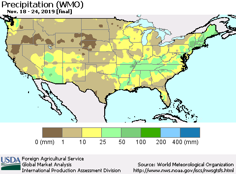 United States Precipitation (WMO) Thematic Map For 11/18/2019 - 11/24/2019