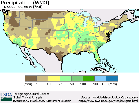 United States Precipitation (WMO) Thematic Map For 12/23/2019 - 12/29/2019
