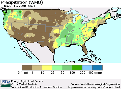 United States Precipitation (WMO) Thematic Map For 1/6/2020 - 1/12/2020