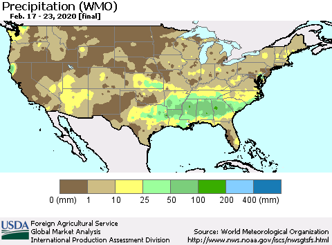 United States Precipitation (WMO) Thematic Map For 2/17/2020 - 2/23/2020