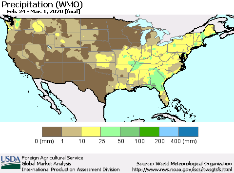 United States Precipitation (WMO) Thematic Map For 2/24/2020 - 3/1/2020