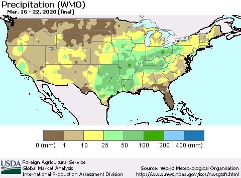United States Precipitation (WMO) Thematic Map For 3/16/2020 - 3/22/2020