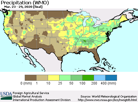 United States Precipitation (WMO) Thematic Map For 3/23/2020 - 3/29/2020