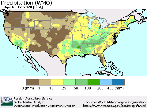 United States Precipitation (WMO) Thematic Map For 4/6/2020 - 4/12/2020