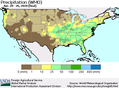 United States Precipitation (WMO) Thematic Map For 4/20/2020 - 4/26/2020