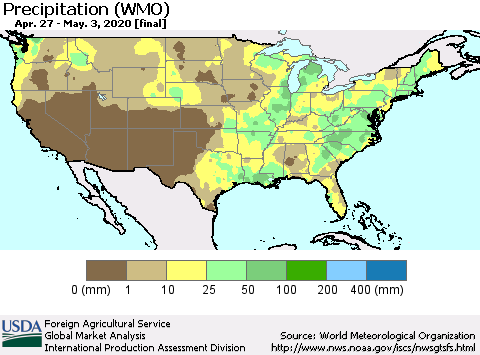 United States Precipitation (WMO) Thematic Map For 4/27/2020 - 5/3/2020