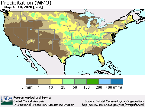 United States Precipitation (WMO) Thematic Map For 5/4/2020 - 5/10/2020