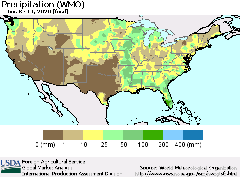United States Precipitation (WMO) Thematic Map For 6/8/2020 - 6/14/2020
