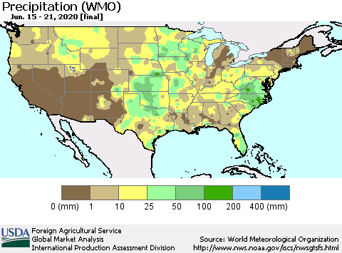 United States Precipitation (WMO) Thematic Map For 6/15/2020 - 6/21/2020