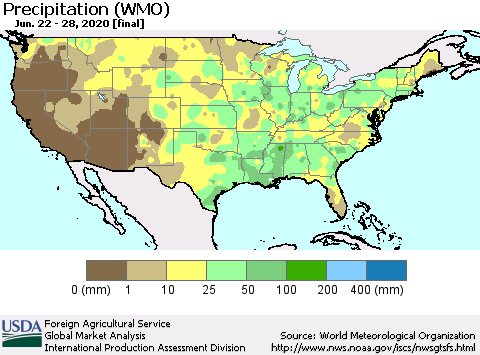 United States Precipitation (WMO) Thematic Map For 6/22/2020 - 6/28/2020