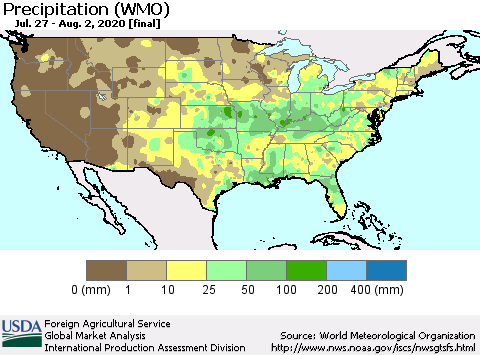 United States Precipitation (WMO) Thematic Map For 7/27/2020 - 8/2/2020