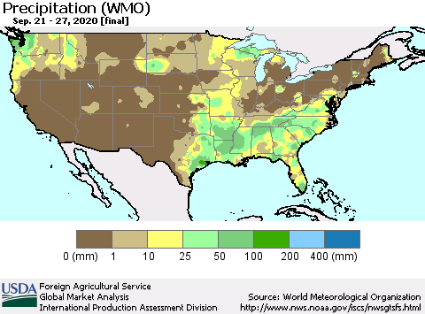 United States Precipitation (WMO) Thematic Map For 9/21/2020 - 9/27/2020