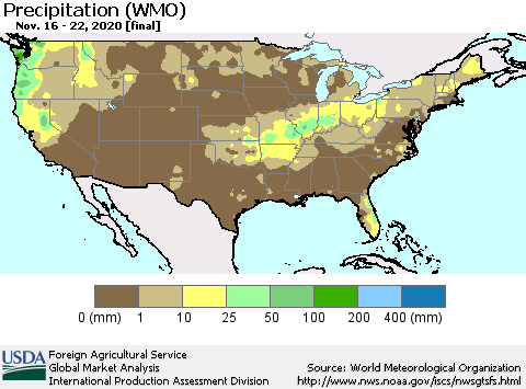 United States Precipitation (WMO) Thematic Map For 11/16/2020 - 11/22/2020