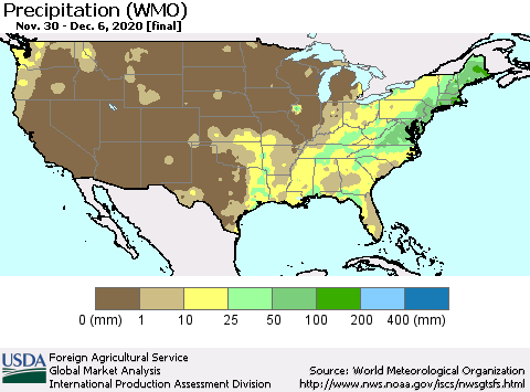 United States Precipitation (WMO) Thematic Map For 11/30/2020 - 12/6/2020