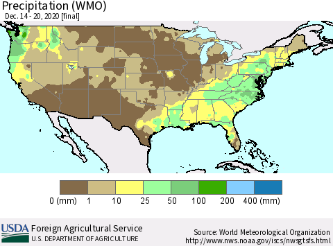 United States Precipitation (WMO) Thematic Map For 12/14/2020 - 12/20/2020
