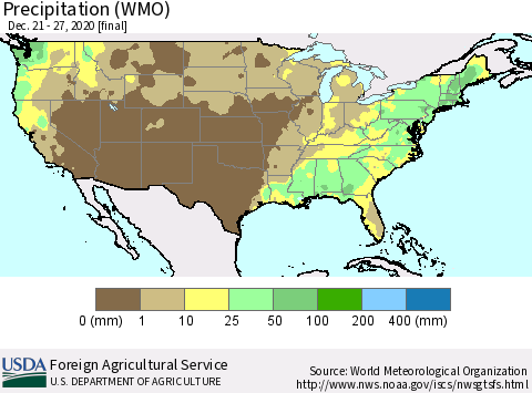 United States Precipitation (WMO) Thematic Map For 12/21/2020 - 12/27/2020