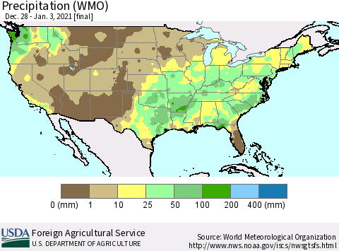United States Precipitation (WMO) Thematic Map For 12/28/2020 - 1/3/2021