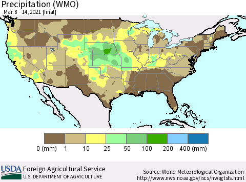 United States Precipitation (WMO) Thematic Map For 3/8/2021 - 3/14/2021