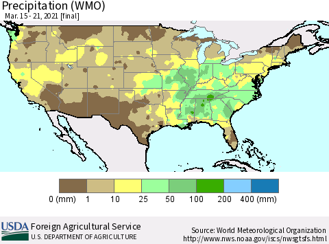 United States Precipitation (WMO) Thematic Map For 3/15/2021 - 3/21/2021