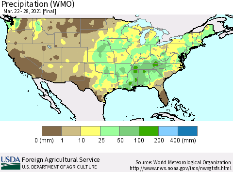 United States Precipitation (WMO) Thematic Map For 3/22/2021 - 3/28/2021