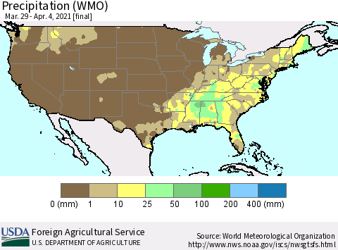 United States Precipitation (WMO) Thematic Map For 3/29/2021 - 4/4/2021